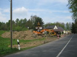 Baustelle am Eurohof Hainewalde: Neubau einer Bushaltestelle